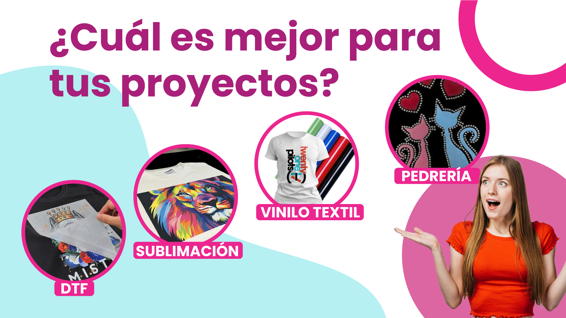Diferencia entre impresión DTF, sublimación y vinilo textil.